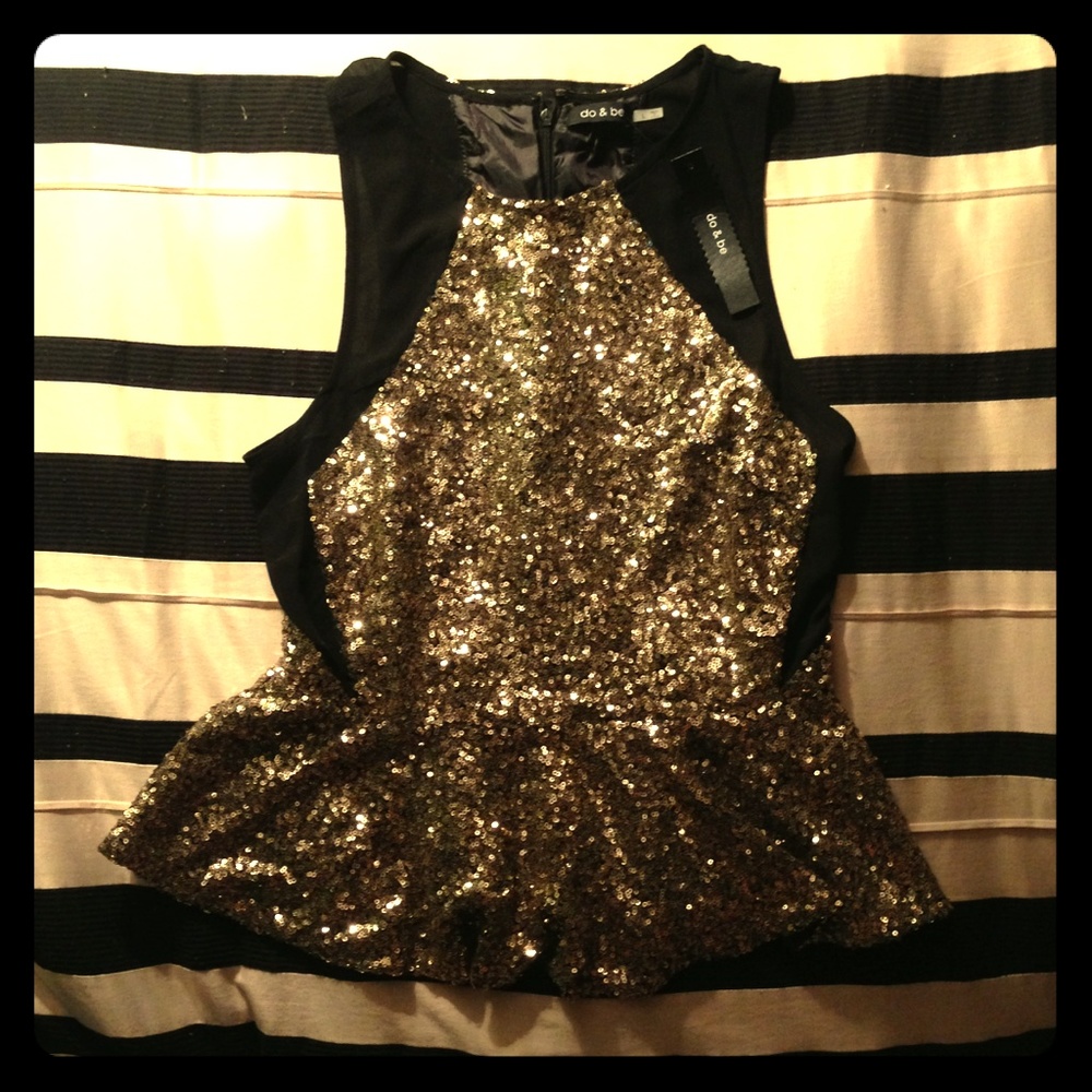 RESERVED Sequin Peplum Top